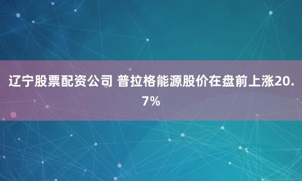 辽宁股票配资公司 普拉格能源股价在盘前上涨20.7%